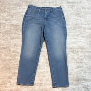 Old Navy Womens 12 High Rise OG Straight Blue Denim Jeans Stretch Basic Casual